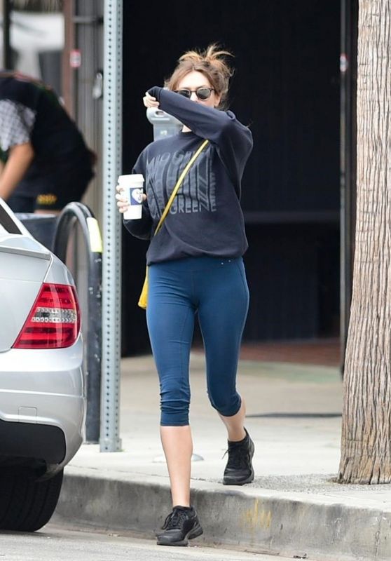 Elizabeth Olsen in Leggings - Leaving Alfred Coffee in Studio City 07/08/2019