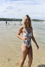 Ella Jarvis in Swimsuit on Crantock Beach 07/25/2019