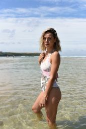 Ella Jarvis in Swimsuit on Crantock Beach 07/25/2019