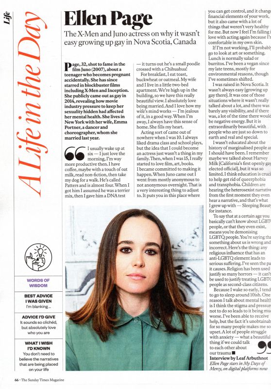 Ellen Page - Sunday Times Magazine 06/30/2019