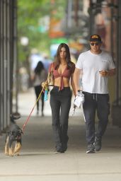 Emily Ratajkowski and Sebastian Bear-McClard Take Their Dog for a Walk in NYC 07/08/2019