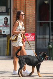 Emily Ratajkowski in Mini Dress - Walking Her Dog in NY 07/29/2019
