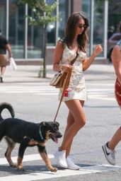 Emily Ratajkowski in Mini Dress - Walking Her Dog in NY 07/29/2019