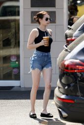 Emma Roberts in Ripped Jeans Shorts - Los Feliz 07/25/2019