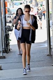 Kaia Gerber in a Sports Bra and Black Workout Shorts - NYC 07/24/2019