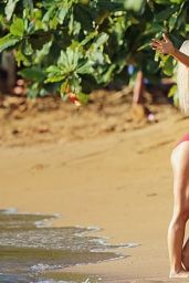 Katy Perry in a Red Swimsuit at a Beach in Hawaii 07/02/2019