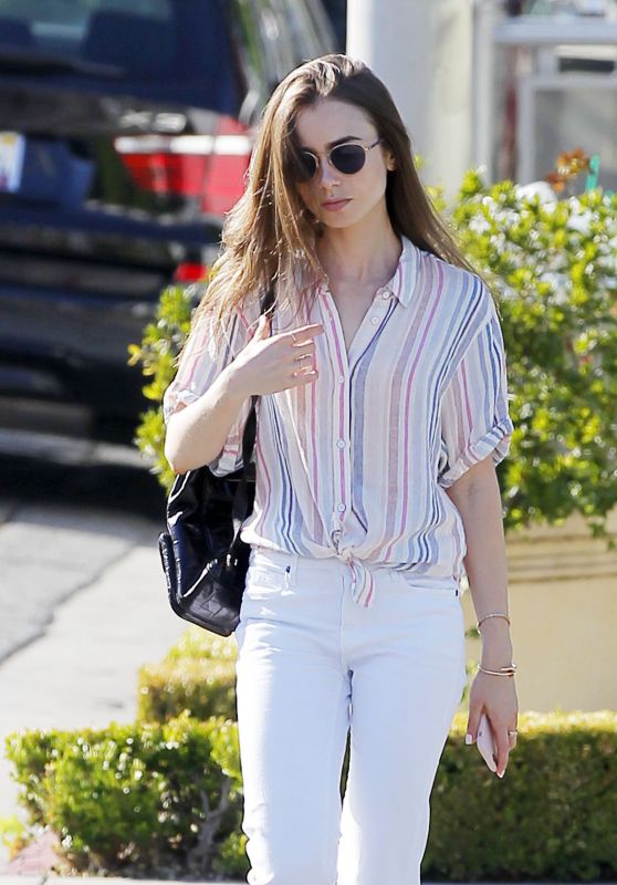 Lily Collins Casual Style - Out in Beverly Hills 07/17/2019