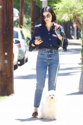 Lucy Hale - Takes Her Dog Out For a Walk in Studio City 07/27/2019