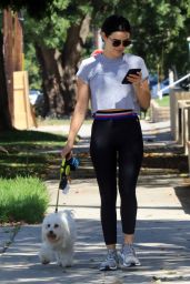 Lucy Hale - Walking Her Dog in Studio City 07/28/2019