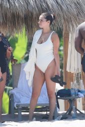 Selena Gomez in a White Swimsuit 07/01/2019