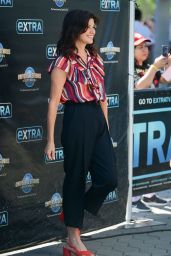 Daphne Zuniga on the Set of Extra in Los Angeles 08/15/2019