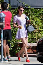 Emma Roberts in Summer Mini Dress - Gettin Coffee in LA 08/15/2019