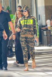 Jennifer Lopez in a Camo Sweatsuit - New York 07/19/2019
