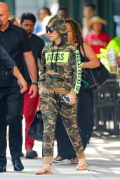 Jennifer Lopez in a Camo Sweatsuit - New York 07/19/2019