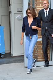 Kaia Gerber in Denim Pants and a Pair of Black Converse - NYC 08/06/2019