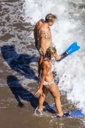 Leona Lewis in a White Bikini With Husband Dennis Jauch in Capri 08/11/2019