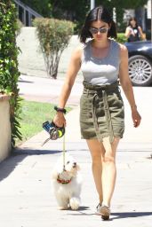 Lucy Hale - Takes Her Dog Elvis For a Walk in LA 08/02/2019