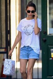 Mila Kunis in Jeans Shorts - Studio City 08/26/2019
