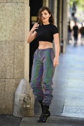 Olivia Culpo in Skintight Black Crop Top - Los Angeles 07/31/2019