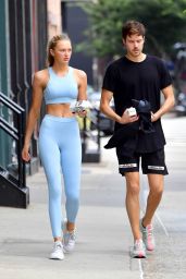 Romee Strijd in a Baby Blue Set - NYC 08/03/2019