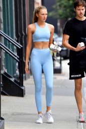 Romee Strijd in a Baby Blue Set - NYC 08/03/2019