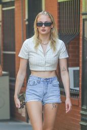 Sophie Turner Shows Off Her Legs in Jeans Shorts 08/20/2019