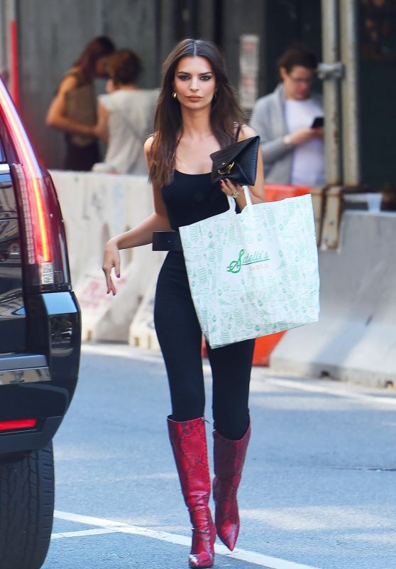 Emily Ratajkowski in a Catsuit With Snakeskin Boots 09/11/2019