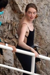 Emma Stone - Shooting an Advertisement for Louis Vuitton in Capri 09/06/2019