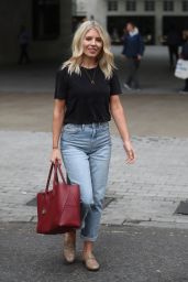 Mollie King Street Style - Exits the BBC Studios in London 09/09/2019
