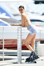 Nicole Williams in a Pair of Daisy Dukes and Bikini Top - Rollerblading in Marina Del Rey 09/19/2019