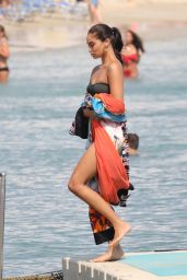 Shanina Shaik in a Black Swimsuit - Greece 09/05/2019
