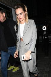 Cara Delevingne Night Out Style - Arriving at the Nasty Gal