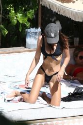 Emily Ratajkowski in a Black Bikini by the Pool in Miami 10/16/2019