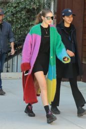 Gigi Hadid in Multicolor Coat - NYC 10/18/2019