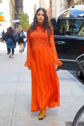 Jenna Dewan in a Long-Sleeve Orange Dress 10/23/2019