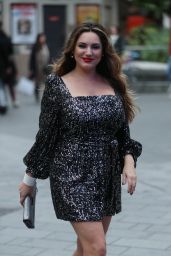 Kelly Brook in a Sparkling Silver Mini Dress - London 10/11/2019