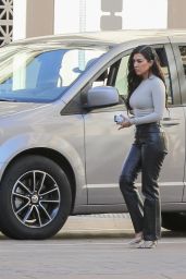 Kourtney Kardashian in Black Leather Pants and a Tight Top 10/23/2019