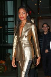Naomie Harris in Gold - Heading Out for the Evening in NYC 10/21/2019