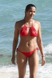 Padma Lakshmi in a Red Bikini, Summer 2019