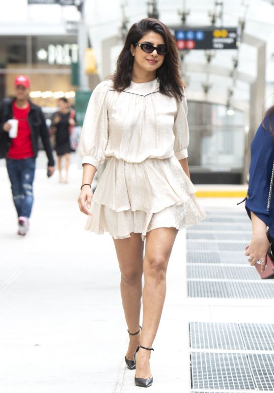 Priyanka Chopra in Short White Dress - NYC 10/07/2019