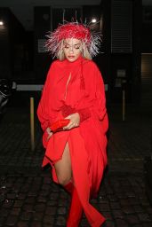 Rita Ora in Scarlet Gown - Chiltern Firehouse in London 10/21/2019