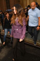 Selena Gomez in a Purple Coat - Leaving Z100 Station in NYC 10/29/2019