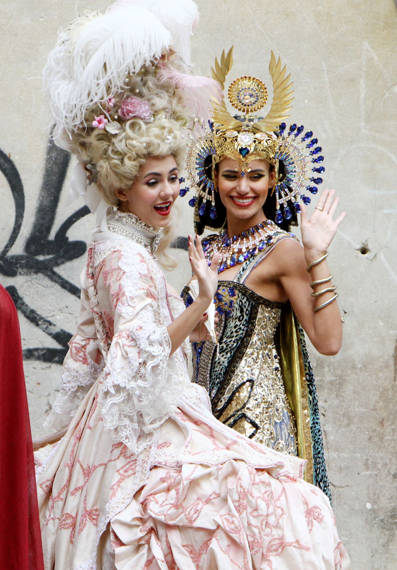Victoria Justice and Madison Reed - Wearing Venice Carnival Costumes in ...