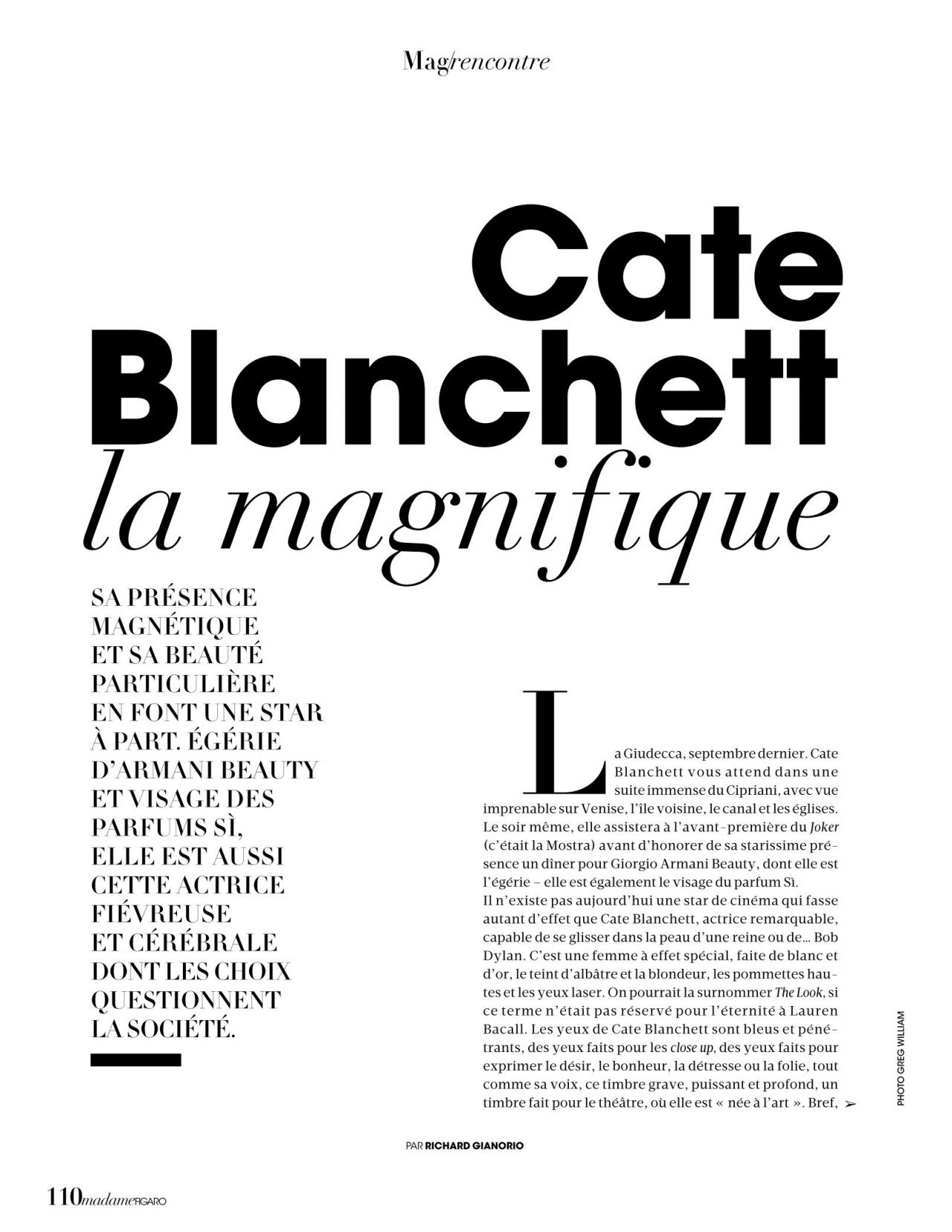 Cate Blanchett - Madame Figaro Magazine 11/22/2019 Issue • CelebMafia