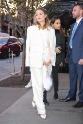 Dianna Agron in a White Outfit - NYC 11/04/2019