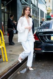 Hailee Steinfeld in a White Outfit - NYC 10/31/2019