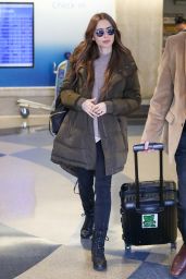 Lily Collins in Comfy Travel Outfit - LAX Airport 11/21/2019