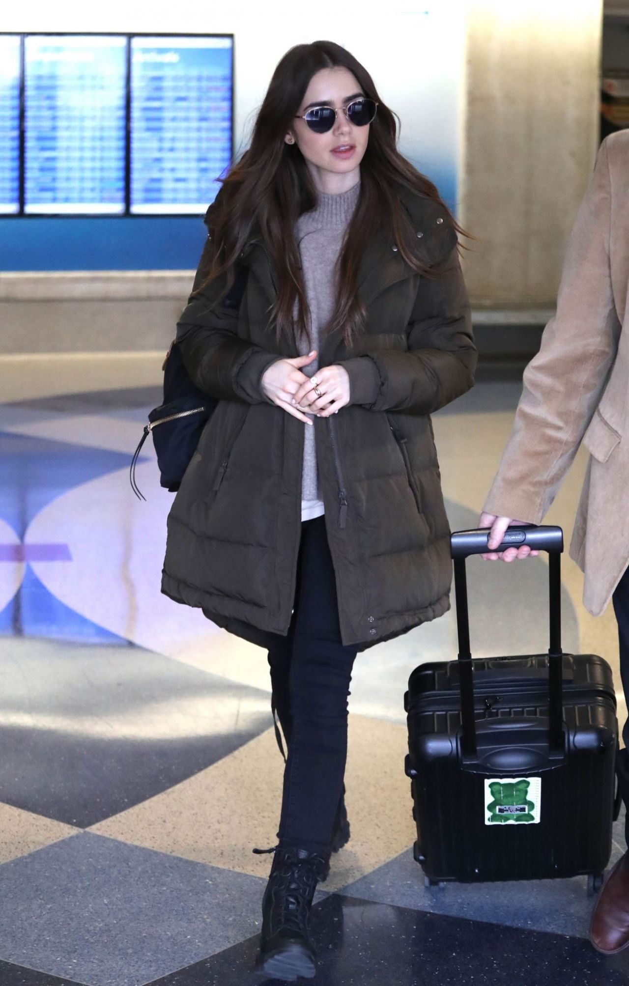 Lily Collins in Comfy Travel Outfit - LAX Airport 11/21/2019 • CelebMafia