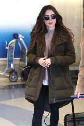 Lily Collins in Comfy Travel Outfit - LAX Airport 11/21/2019