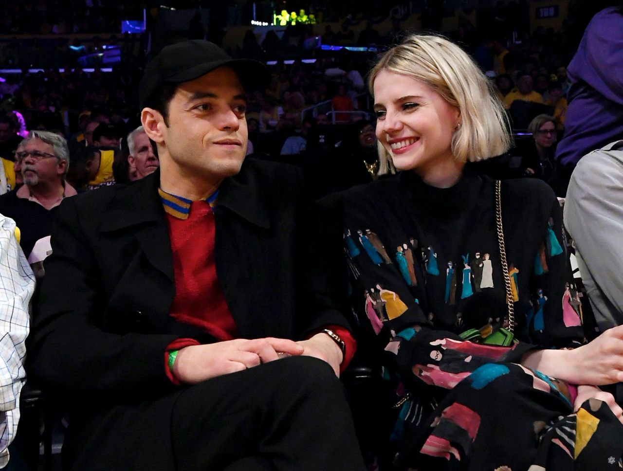 Lucy Boynton and Rami Malek - Washington Wizards vs Los Angeles Lakers